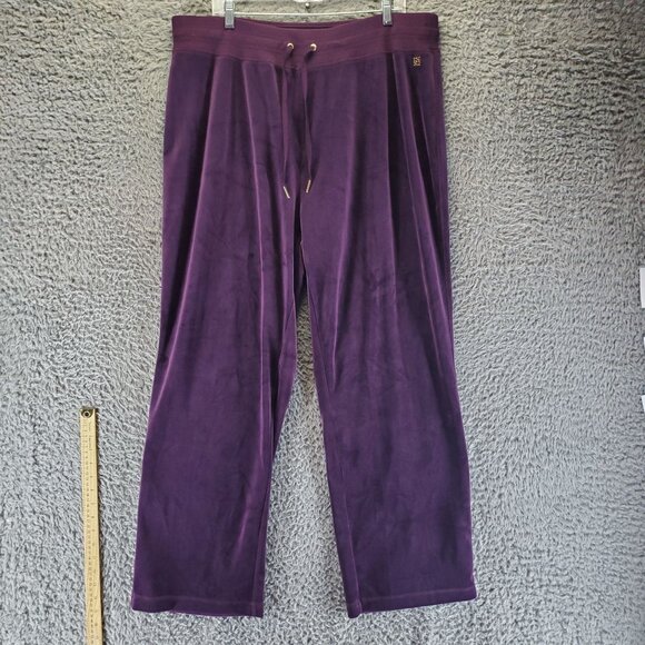 Calvin Klein Pants Women’s 2X Purple Velour Drawstring Wide Leg Lounge - Picture 1 of 11